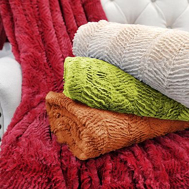 Herringbone Faux Fur Throw