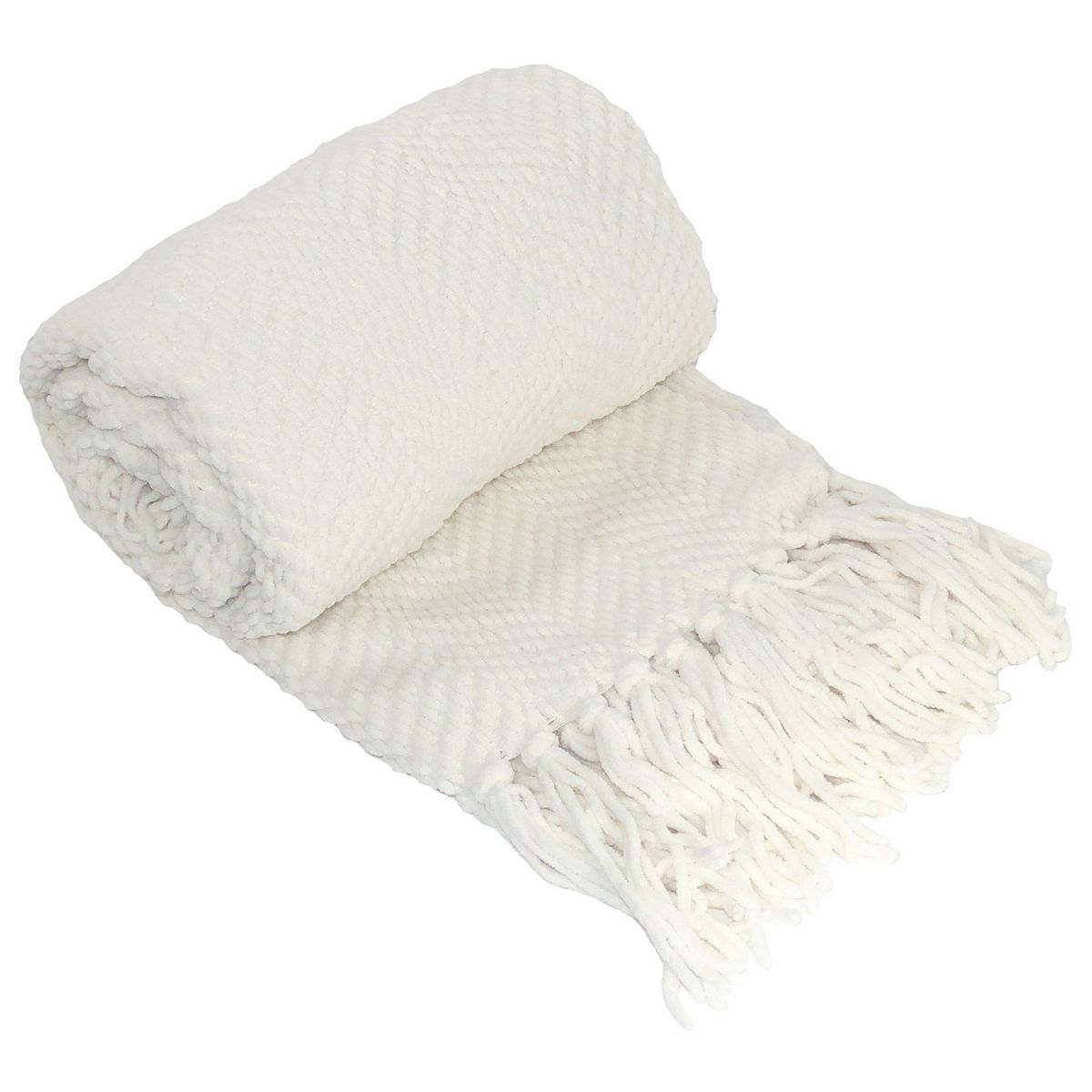 Serenta Knitted Tweed Throw - Antique White