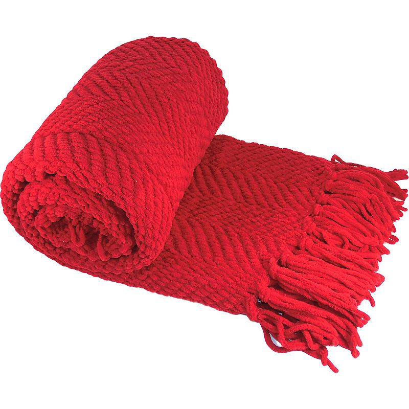 Knitted Tweed Throw, Red