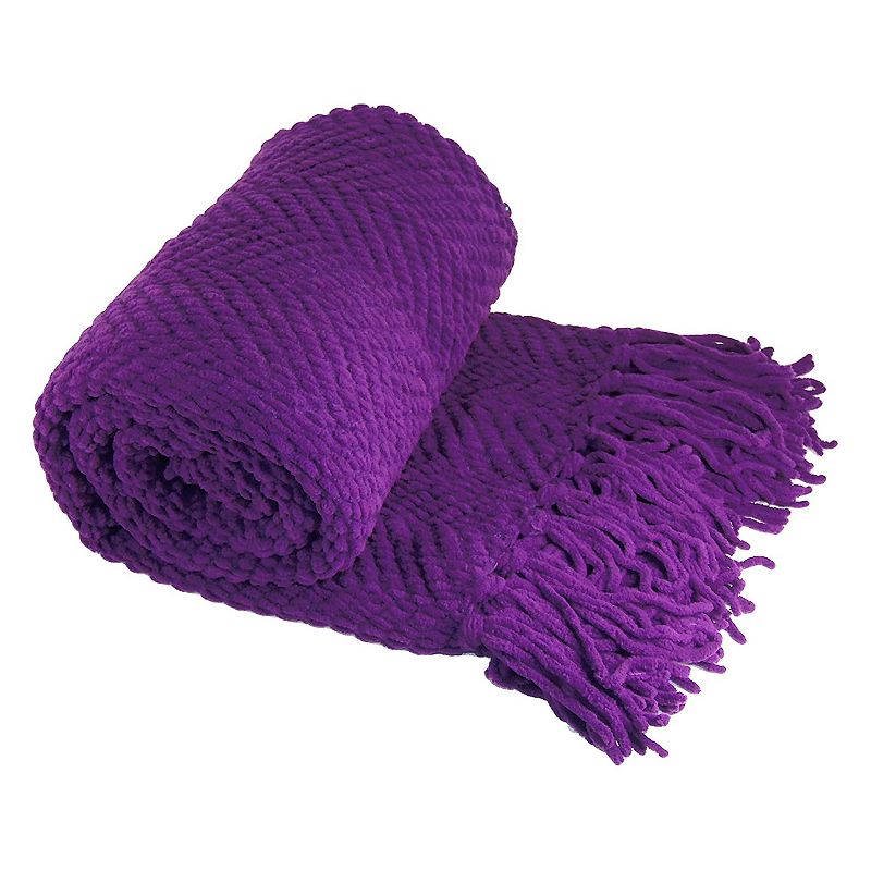 Knitted Tweed Throw, Purple