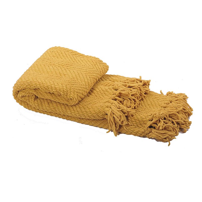 Knitted Tweed Throw, Yellow