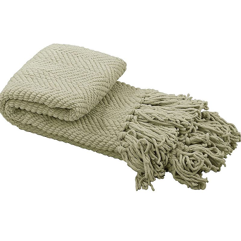 Knitted Tweed Throw, Beig/Green