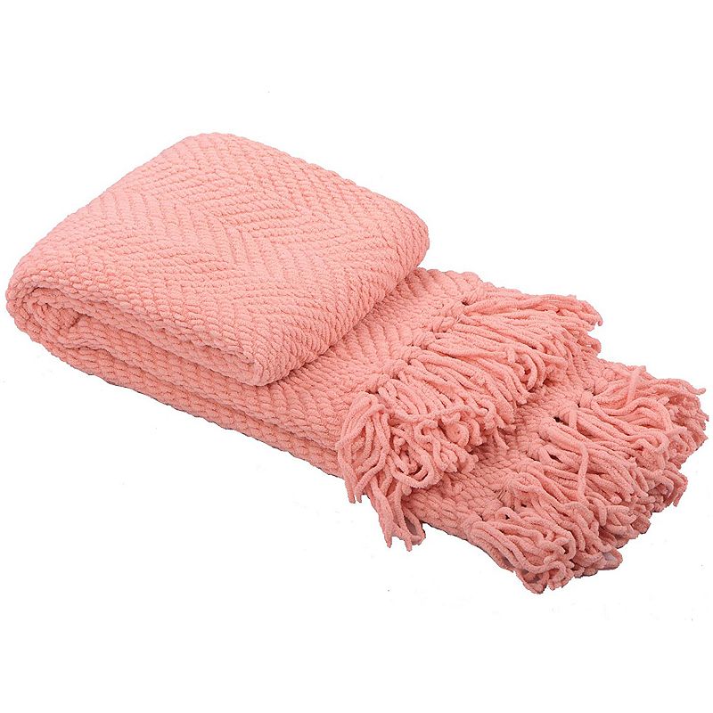 Knitted Tweed Throw, Pink