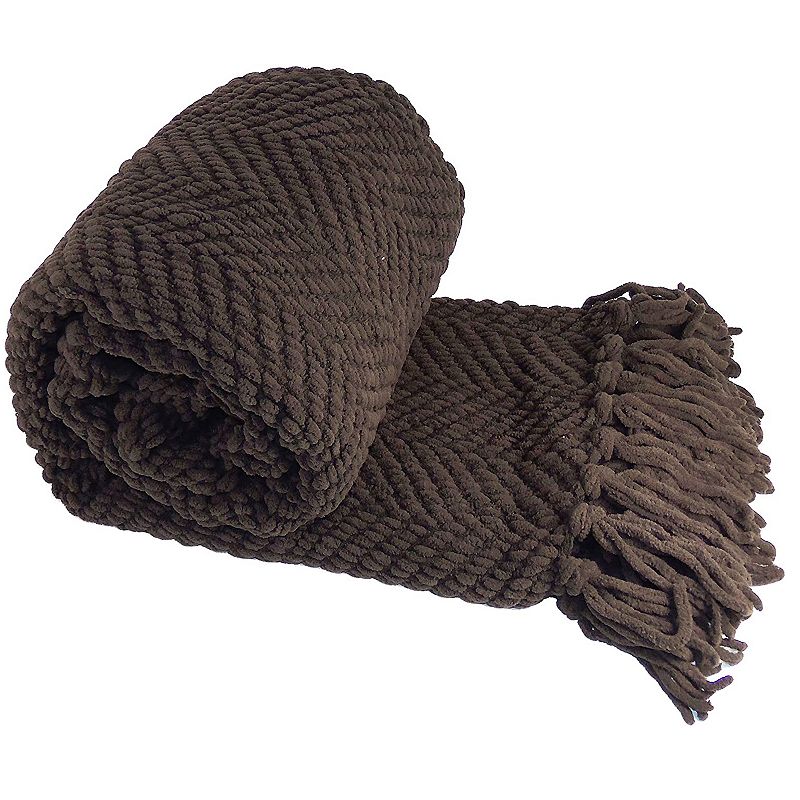 50925813 Knitted Tweed Throw, Brown sku 50925813