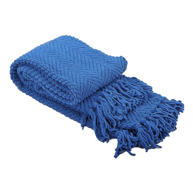 Knitted Tweed Throw, Blue