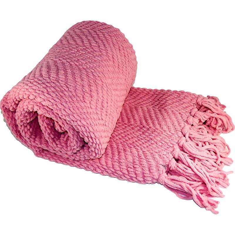 Knitted Tweed Throw, Pink