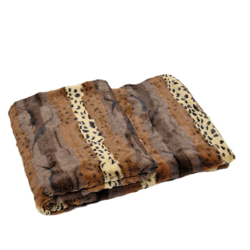 Animal Printed Double Sided Faux Fur Throw, Multicolor