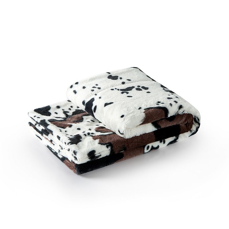 Animal Printed Double Sided Faux Fur Throw, Multicolor