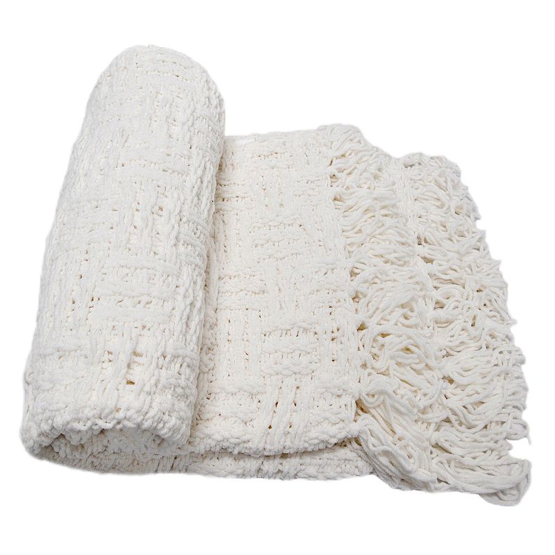 Cable Knitted Throw, White