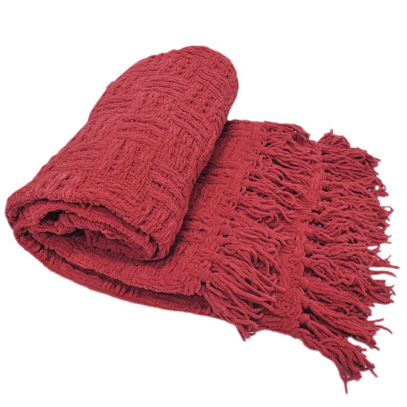Cable Knitted Throw, Red