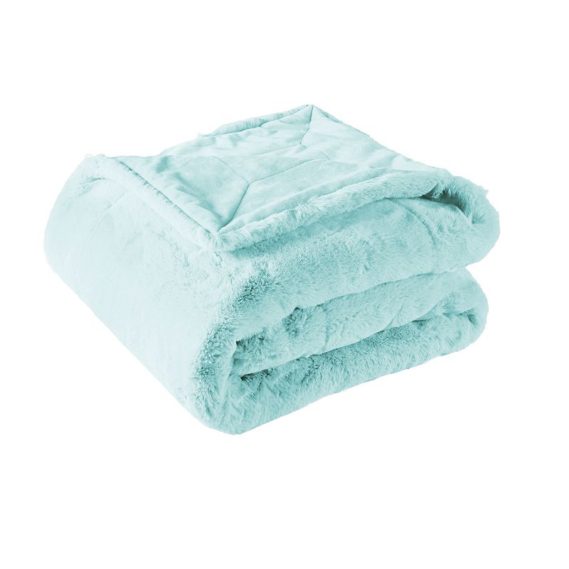 Heavy Faux Fur Throw, Blue