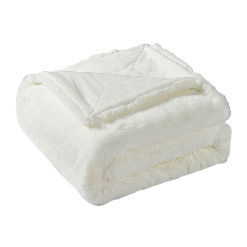 Heavy Faux Fur Throw, White