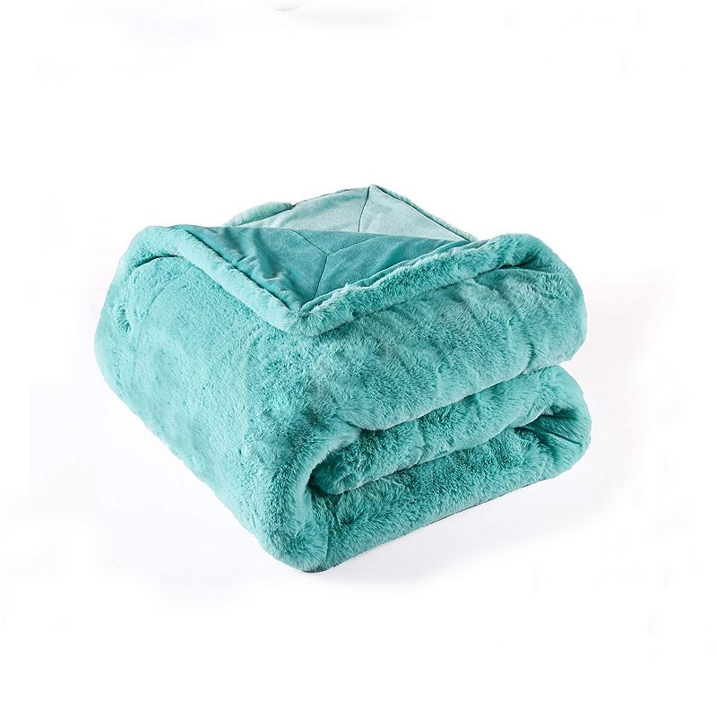 Heavy Faux Fur Throw, Blue