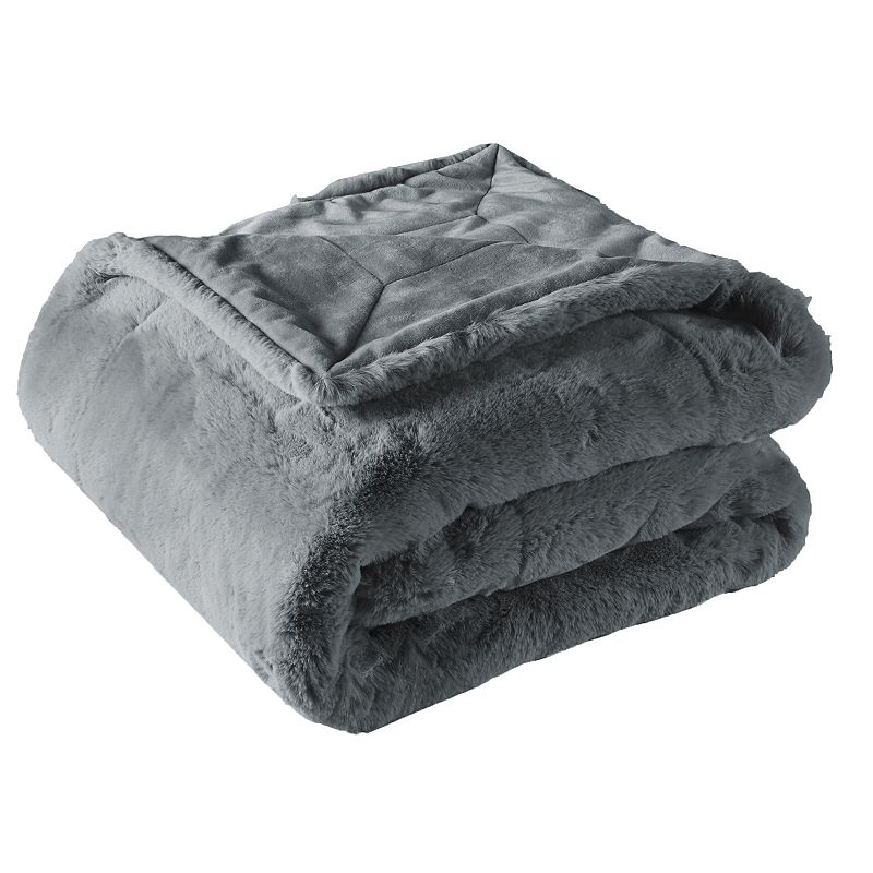 Heavy Faux Fur Throw, Grey