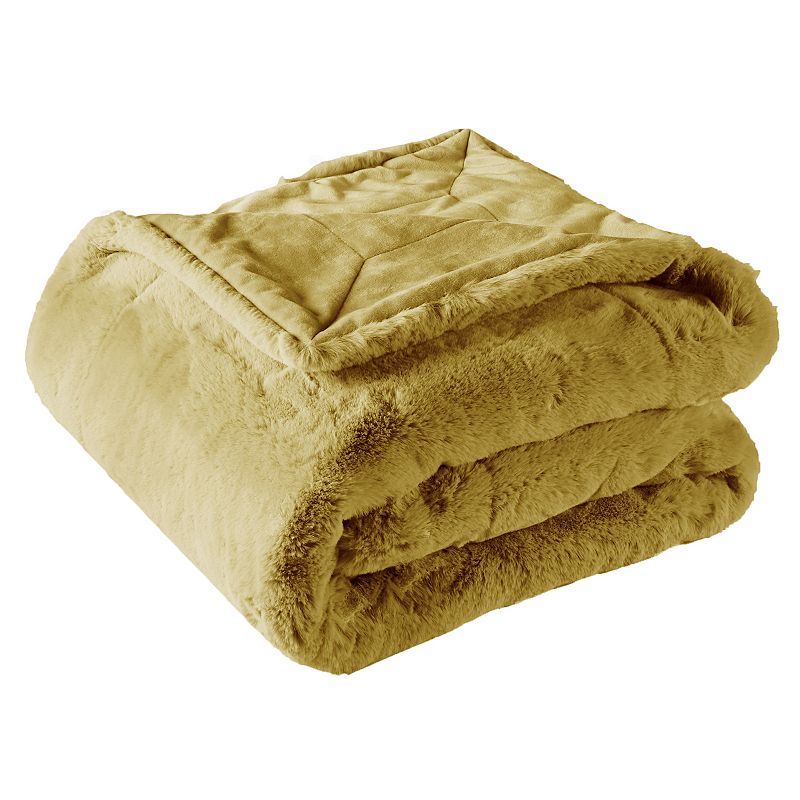 Heavy Faux Fur Throw, Yellow