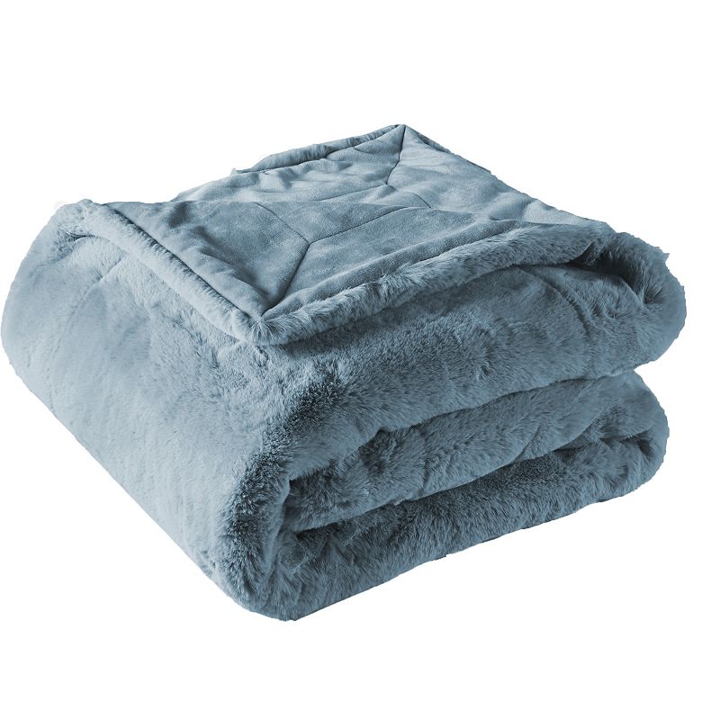 Heavy Faux Fur Throw, Blue