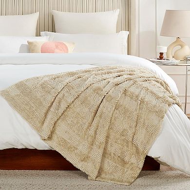 Herringbone Faux Fur Throw