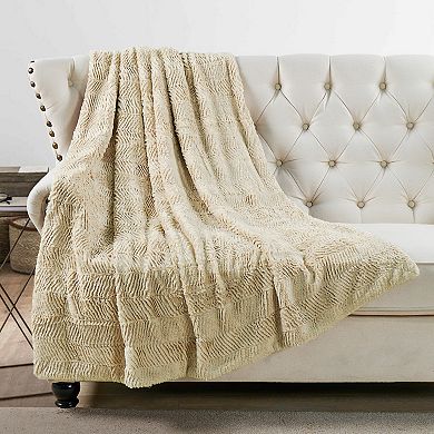 Herringbone Faux Fur Throw