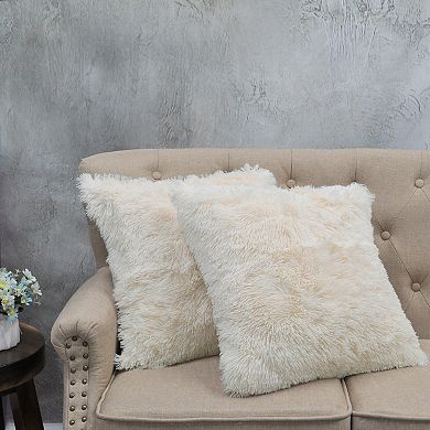 Shaggy Faux Fur Throw with 2 Pillow Shell Set