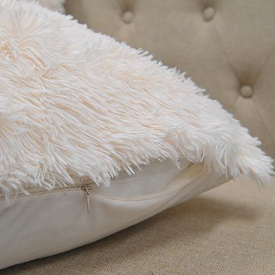 Shaggy Faux Fur Throw with 2 Pillow Shell Set