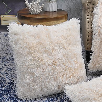 Shaggy Faux Fur Throw with 2 Pillow Shell Set