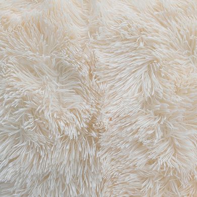 Shaggy Faux Fur Throw with 2 Pillow Shell Set