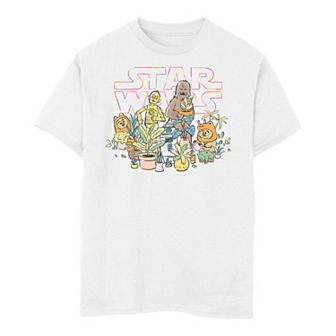Boys 8-20 Star Wars C-3PO & Chewbacca Ewoks Plant Doodle Tee