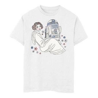 Boys 8-20 Star Wars Princess Leia And R2-D2 Doodle Tee