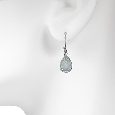 LC Lauren Conrad Silver Tone Crackle Cubic Zirconia Drop Earrings