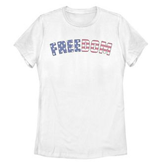 Juniors' Americana Red White and Blue "Freedom" Tee