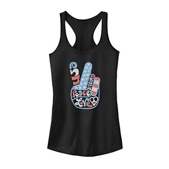 Juniors' Americana Love Peace and Freedom Flag Tank Top