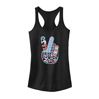 Juniors' Americana Love Peace and Freedom Flag Tank Top