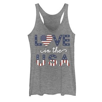 Juniors' Love In The USA Flag Graphic Tank Top