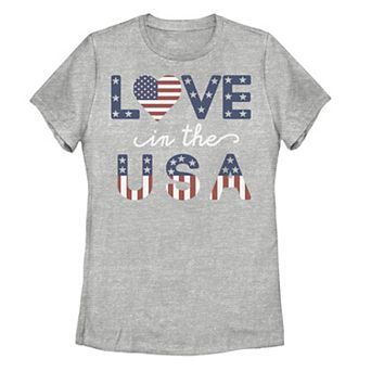Juniors' "Love In The USA" Flag Graphic Tee