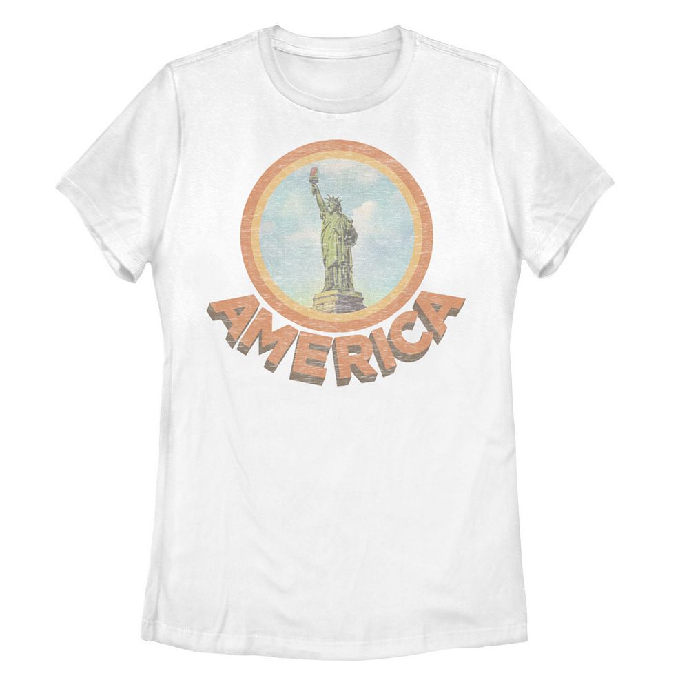 Juniors' Vintage Statue Of Liberty America Tee