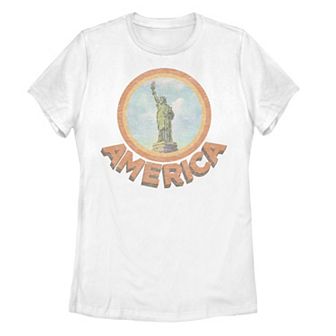 Juniors' Vintage Statue Of Liberty America Tee