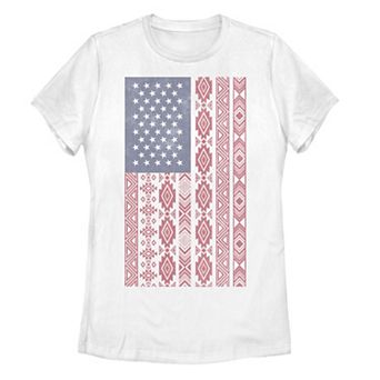 Juniors' Tribal Inspired American Flag Tee