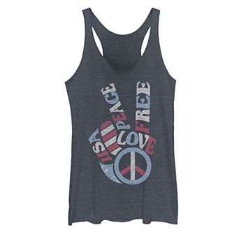 Juniors' USA Free Love Peace Sign Tank Top