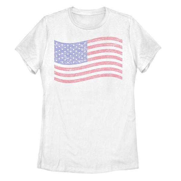 Juniors' Distressed Waving Flag Graphic Tee