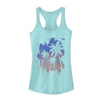 Juniors' Palm Tree American Flag Silhouette Tank Top