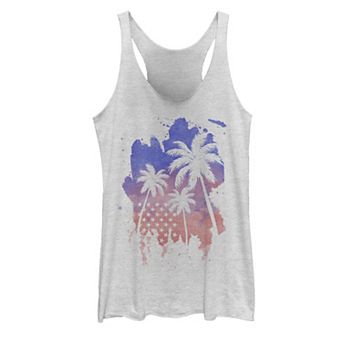 Juniors' Palm Tree American Flag Silhouette Tank Top