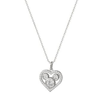 Kids' Disney's Mickey Mouse Cubic Zirconia Heart Pendant Necklace