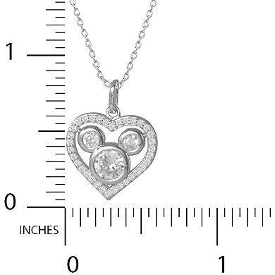 Kids' Disney's Mickey Mouse Cubic Zirconia Heart Pendant Necklace