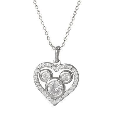 Kids' Disney's Mickey Mouse Cubic Zirconia Heart Pendant Necklace