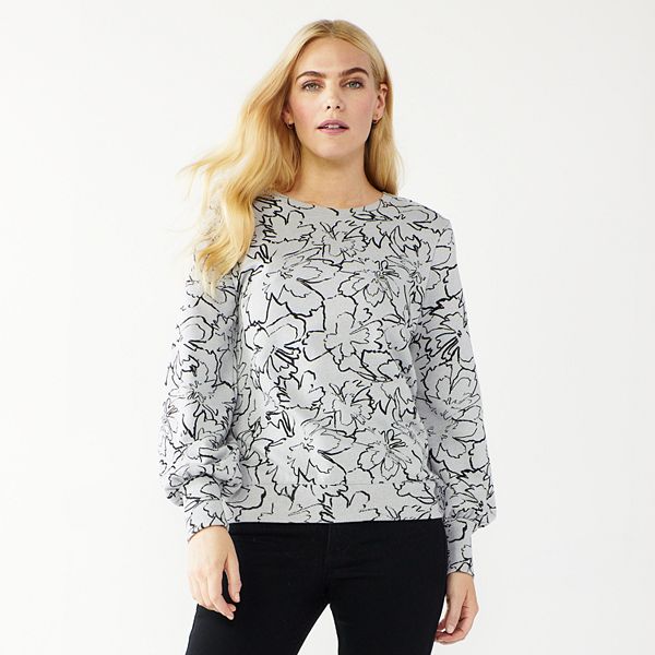 Women's Nine West Crewneck Long Sleeve Top