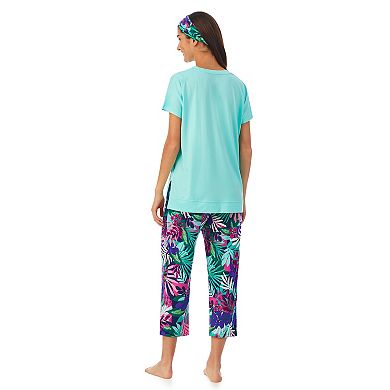 Women's Cuddl Duds® 3-Piece Pajama Top, Pajama Capri Pants & Headband ...