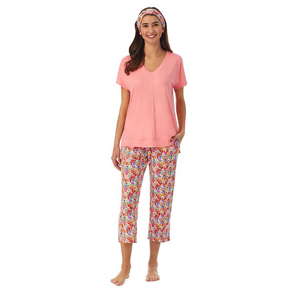 Women's Cuddl Duds® 3-Piece Pajama Top, Pajama Capri Pants & Headband ...