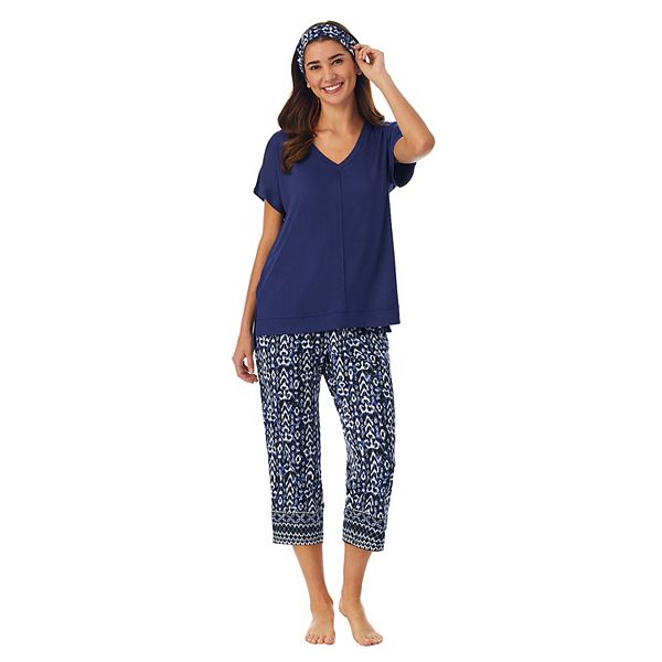 Women's Cuddl Duds® 3-Piece Pajama Top, Pajama Capri Pants & Headband ...