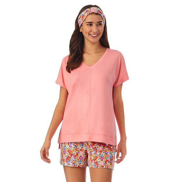 Women s Cuddl Duds 3 Piece Pajama Top Pajama Boxer Shorts Headband Sleep Set