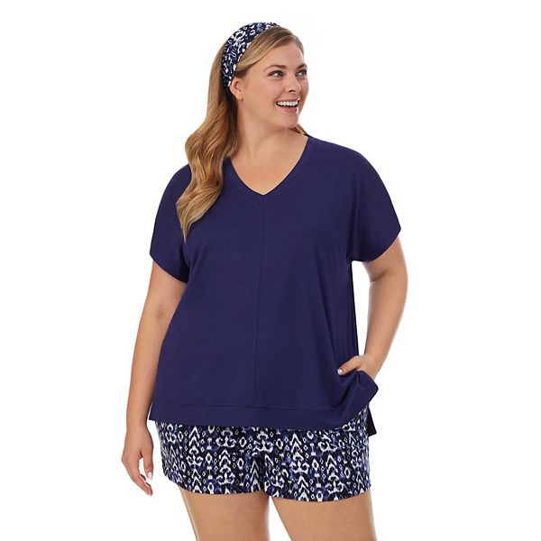 Plus Size Cuddl Duds® 3-Piece Pajama Top, Pajama Boxer Shorts ...